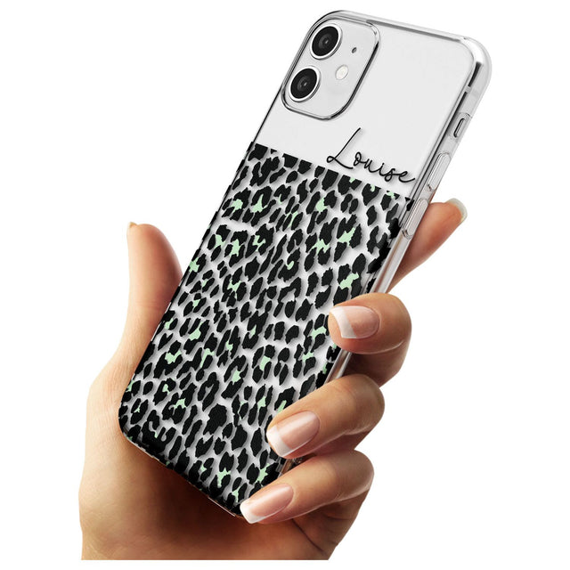 CustomSeafoam Green & Cursive Leopard Spots Slim TPU Phone Case for iPhone 11