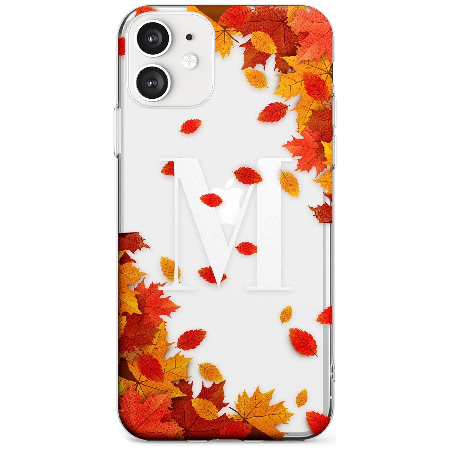 Personalised Monogram Autumn Leaves Slim TPU Phone Case for iPhone 11