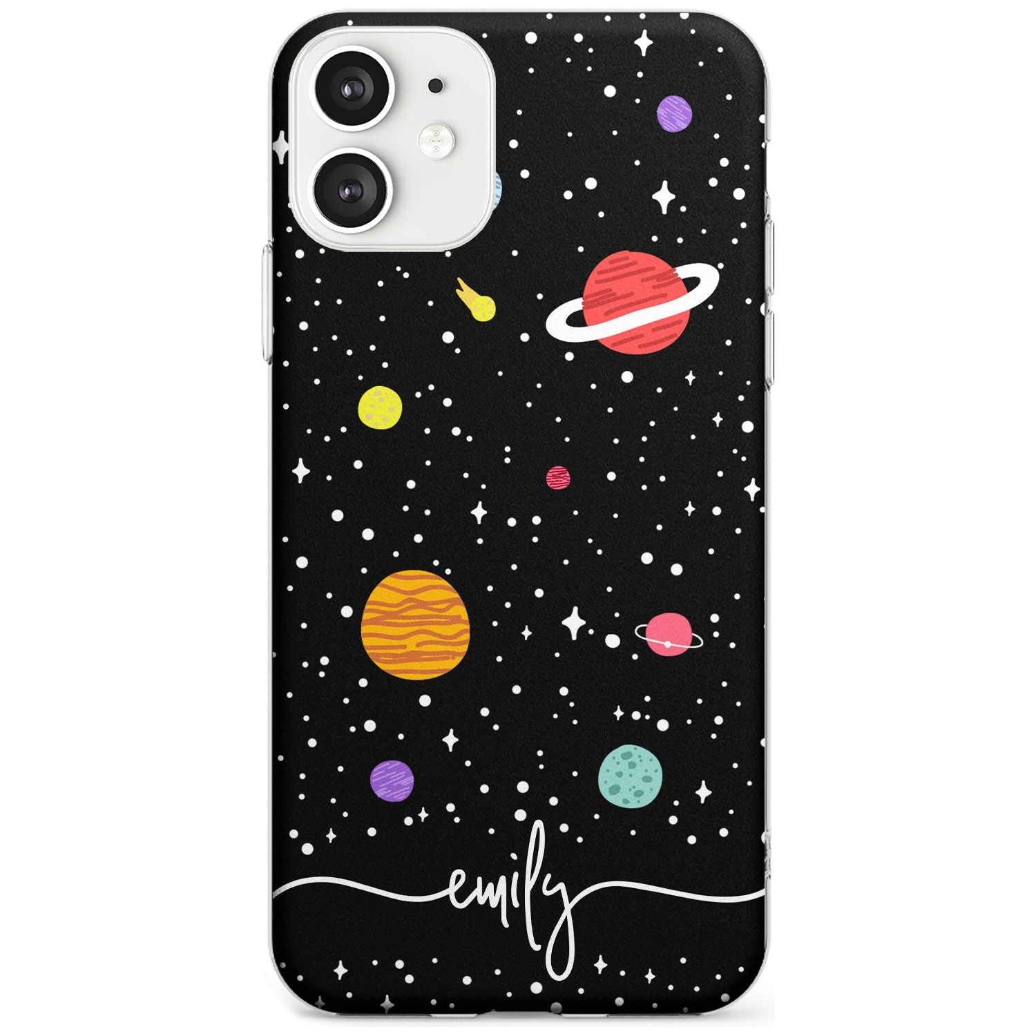 Custom Cute Cartoon Planets Black Impact Phone Case for iPhone 11