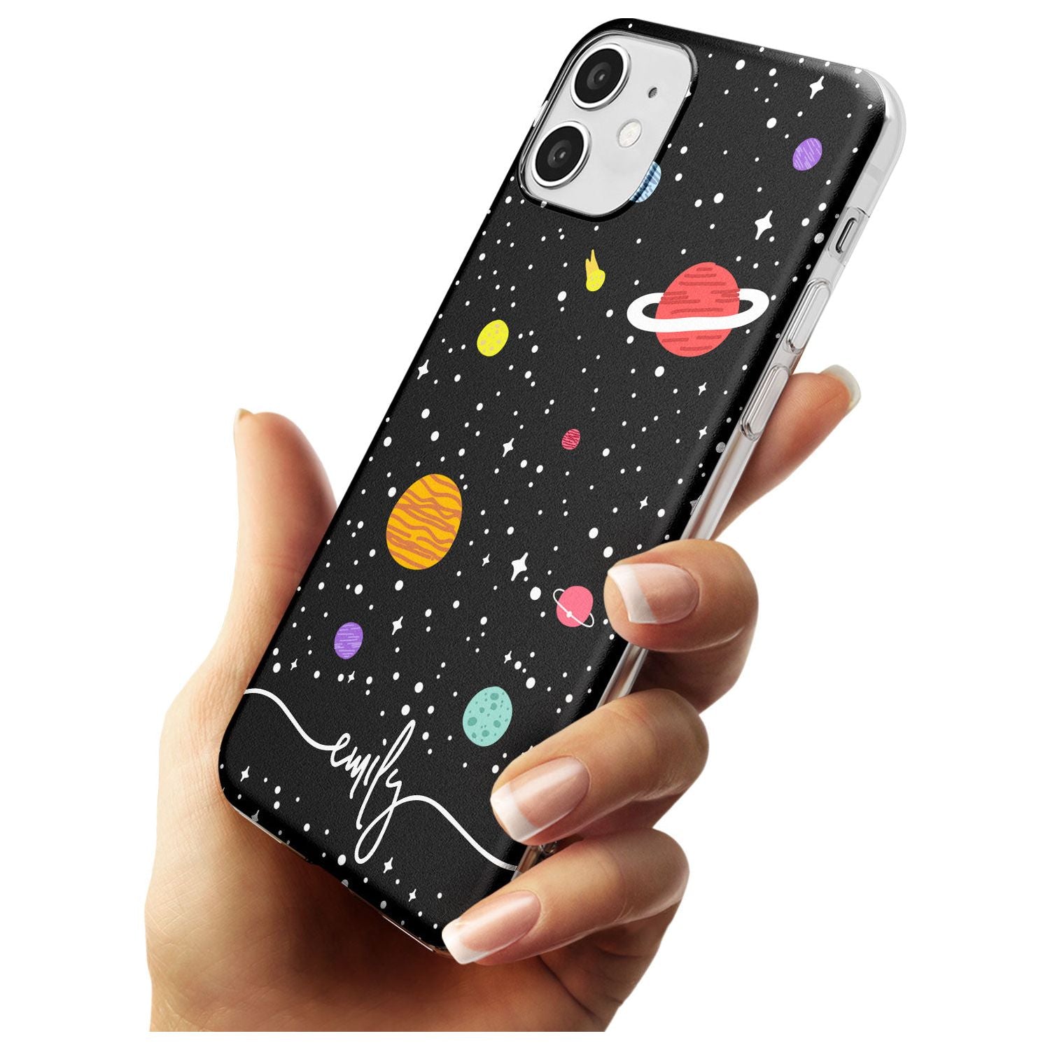 Custom Cute Cartoon Planets Black Impact Phone Case for iPhone 11