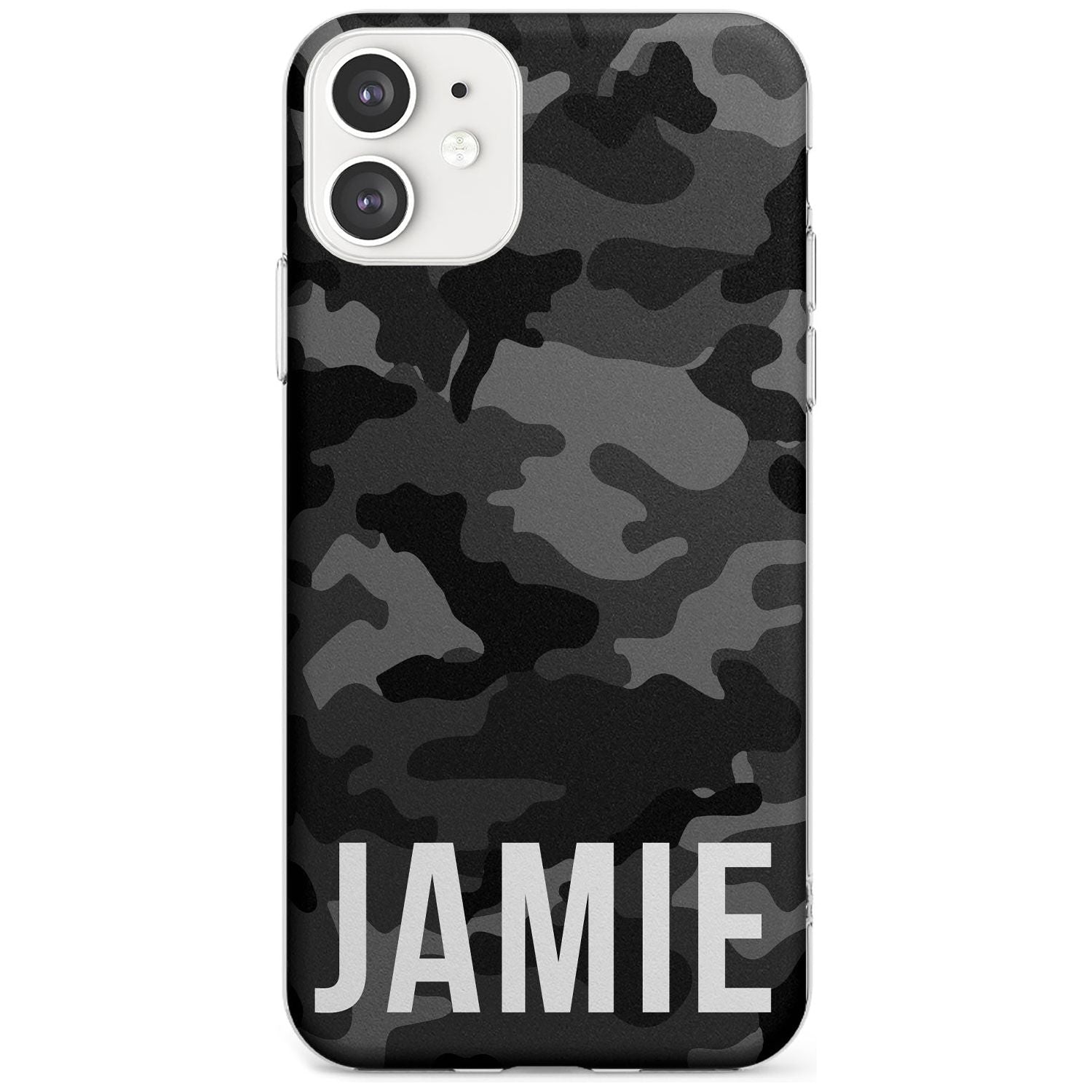 Horizontal Name Personalised Black Camouflage Slim TPU Phone Case for iPhone 11