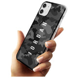 Small Vertical Name Personalised Black Camouflage Slim TPU Phone Case for iPhone 11