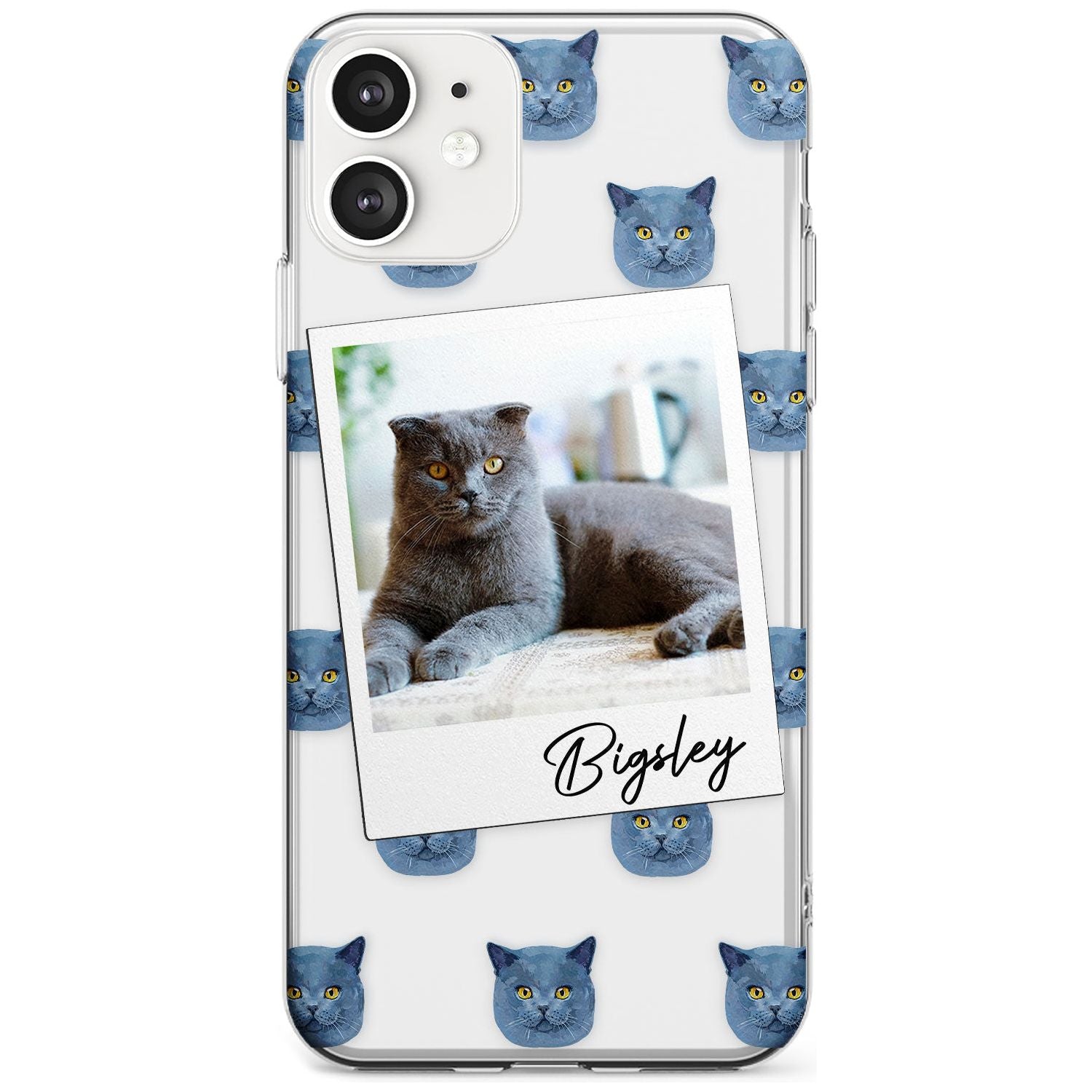 Personalised English Blue Cat Photo Custom Phone Case iPhone 12 / Clear Case,iPhone 12 Mini / Clear Case,iPhone 11 / Clear Case Blanc Space