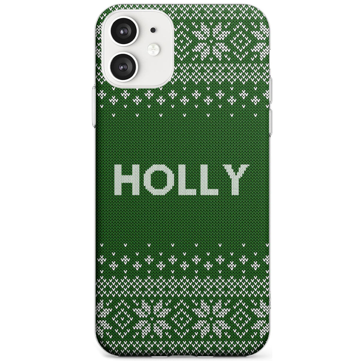 Personalised Green Christmas Knitted Jumper Slim TPU Phone Case for iPhone 11