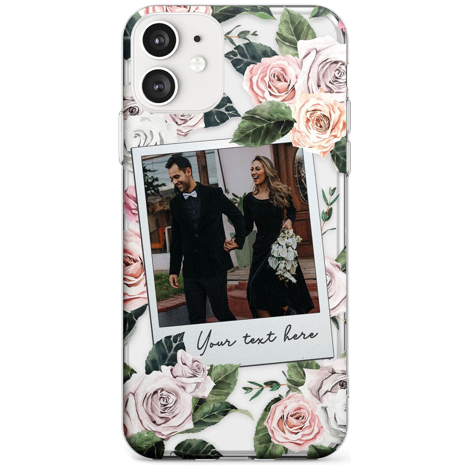 Floral Instant Film Black Impact Phone Case for iPhone 11
