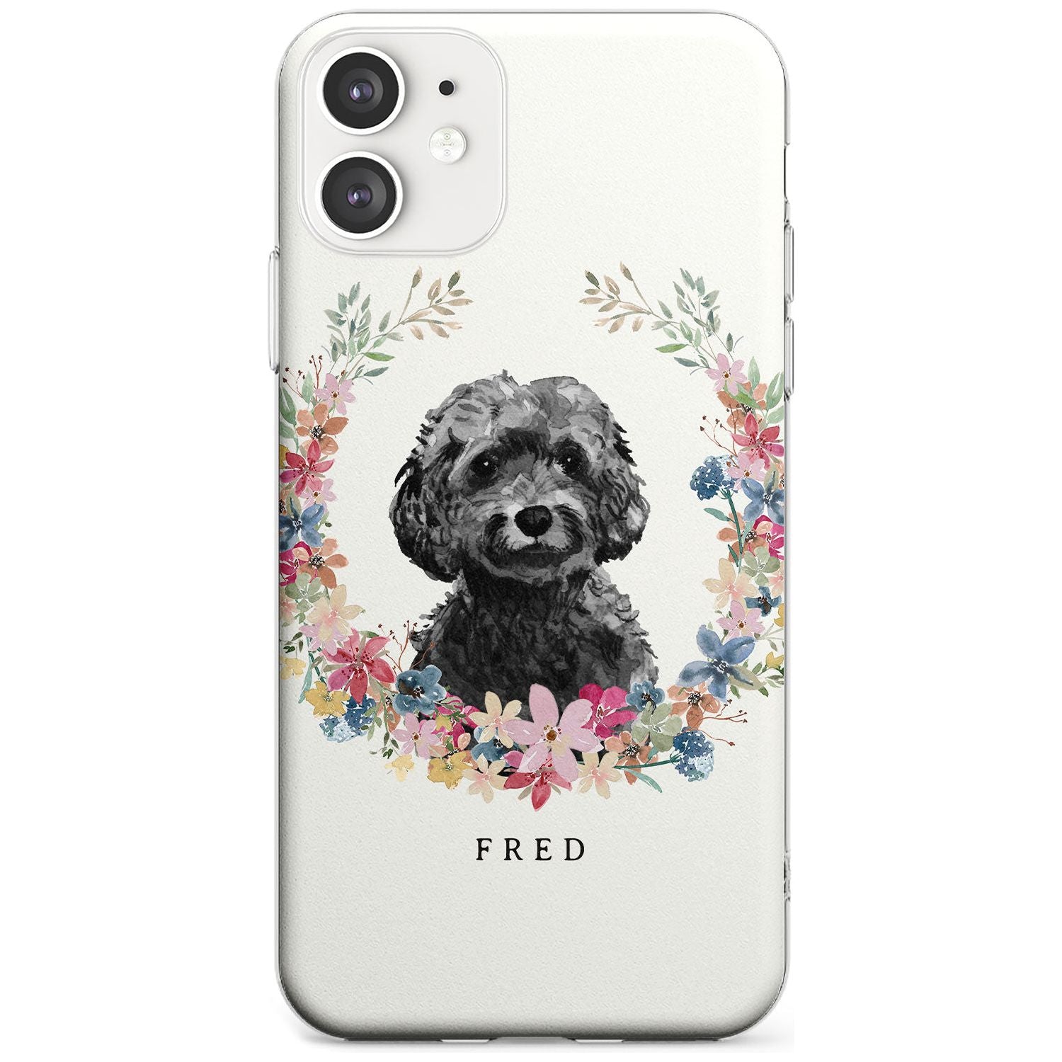 Black Cockapoo - Watercolour Dog Portrait Slim TPU Phone Case for iPhone 11