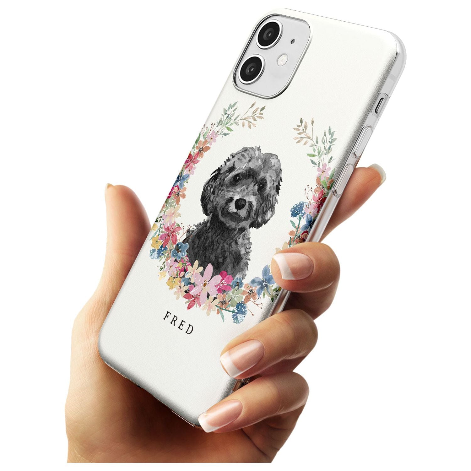Black Cockapoo - Watercolour Dog Portrait Slim TPU Phone Case for iPhone 11