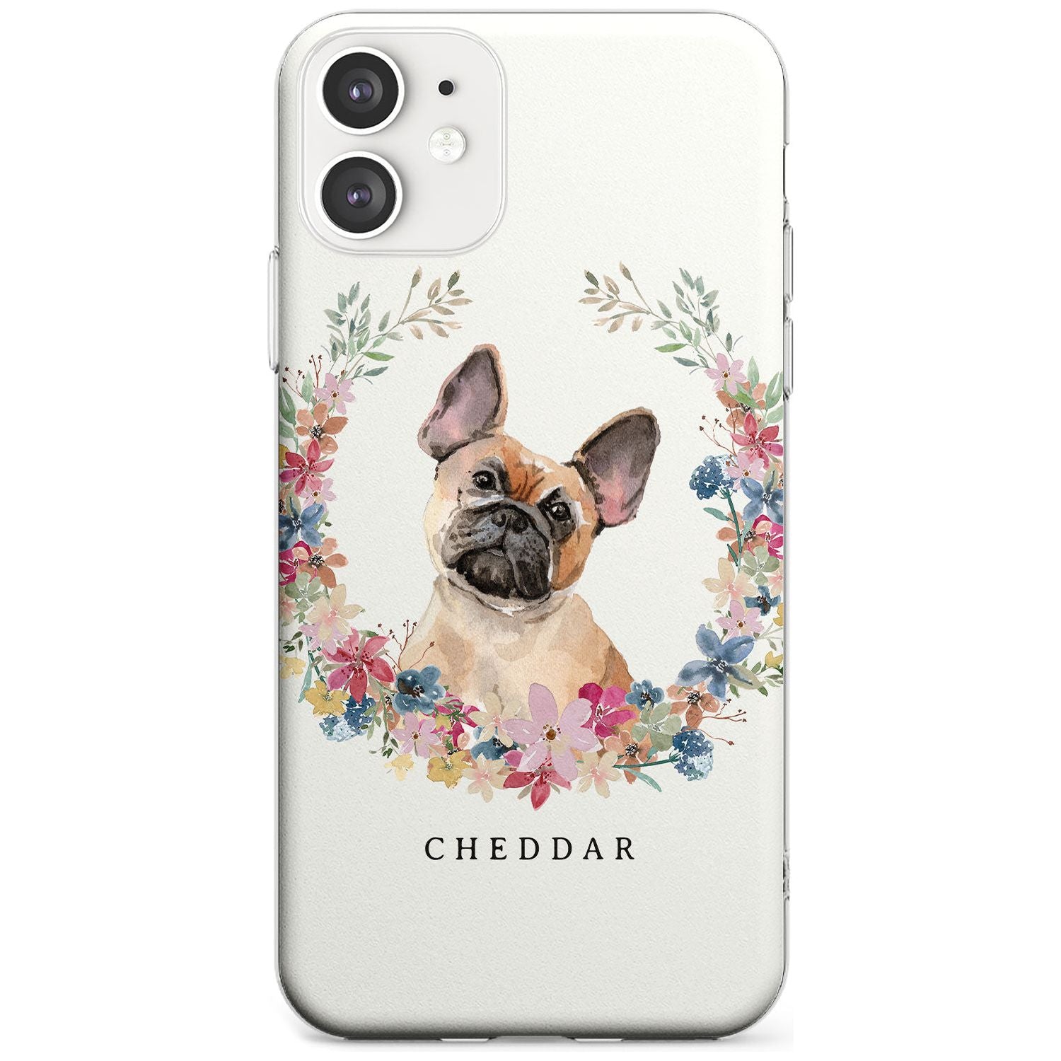 Tan French Bulldog Watercolour Dog Portrait Slim TPU Phone Case for iPhone 11