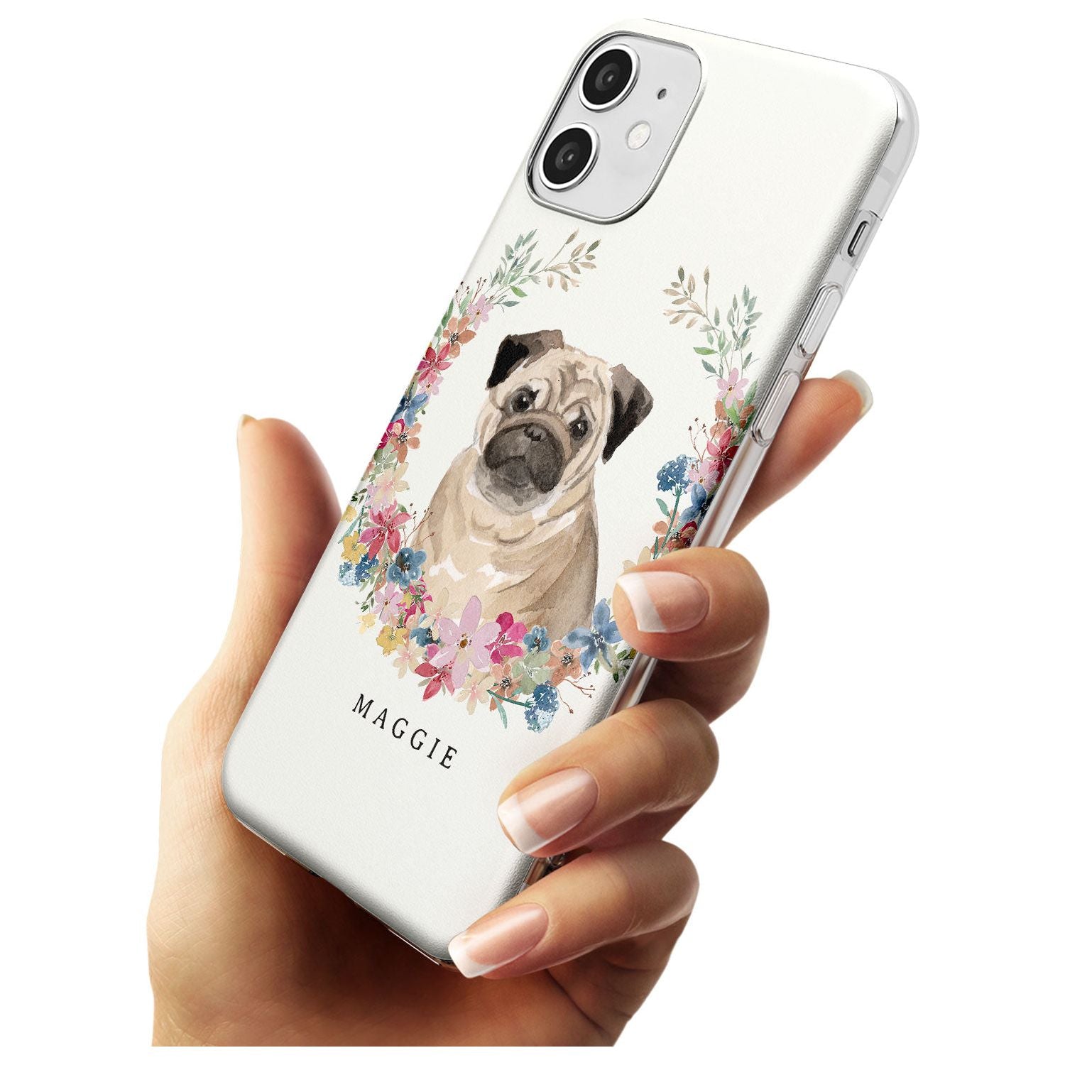 Pug - Watercolour Dog Portrait Slim TPU Phone Case for iPhone 11