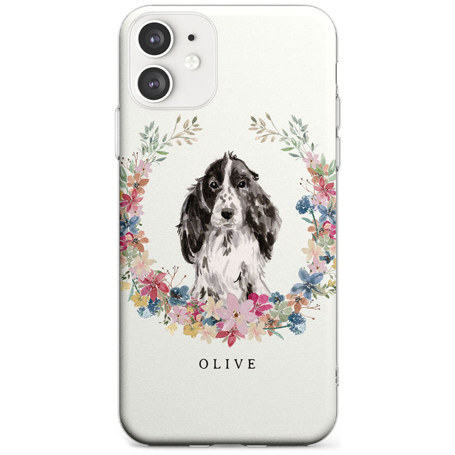 Black Cocker Spaniel - Watercolour Dog Portrait Slim TPU Phone Case for iPhone 11