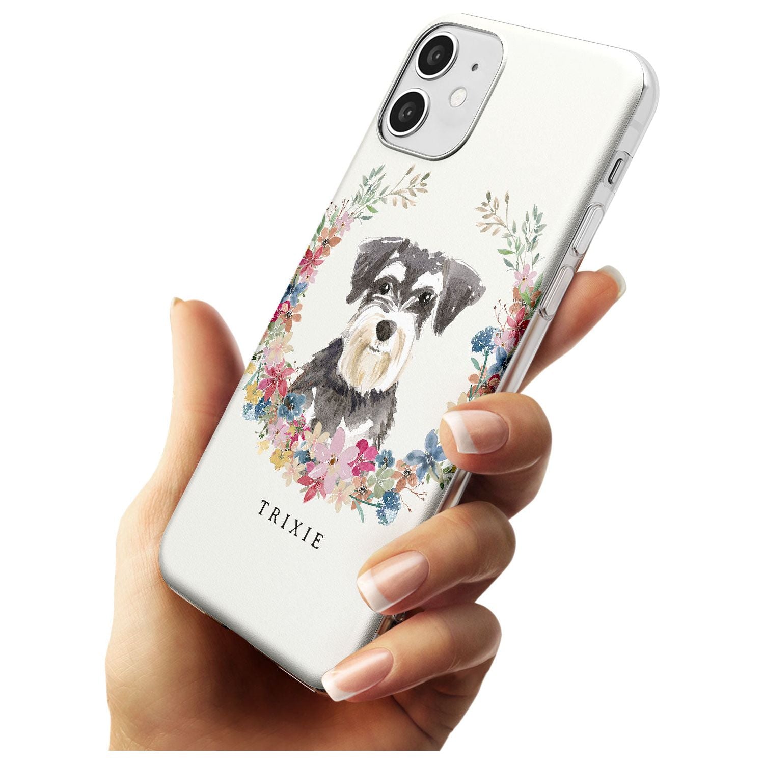 Miniature Schnauzer - Watercolour Dog Portrait Slim TPU Phone Case for iPhone 11