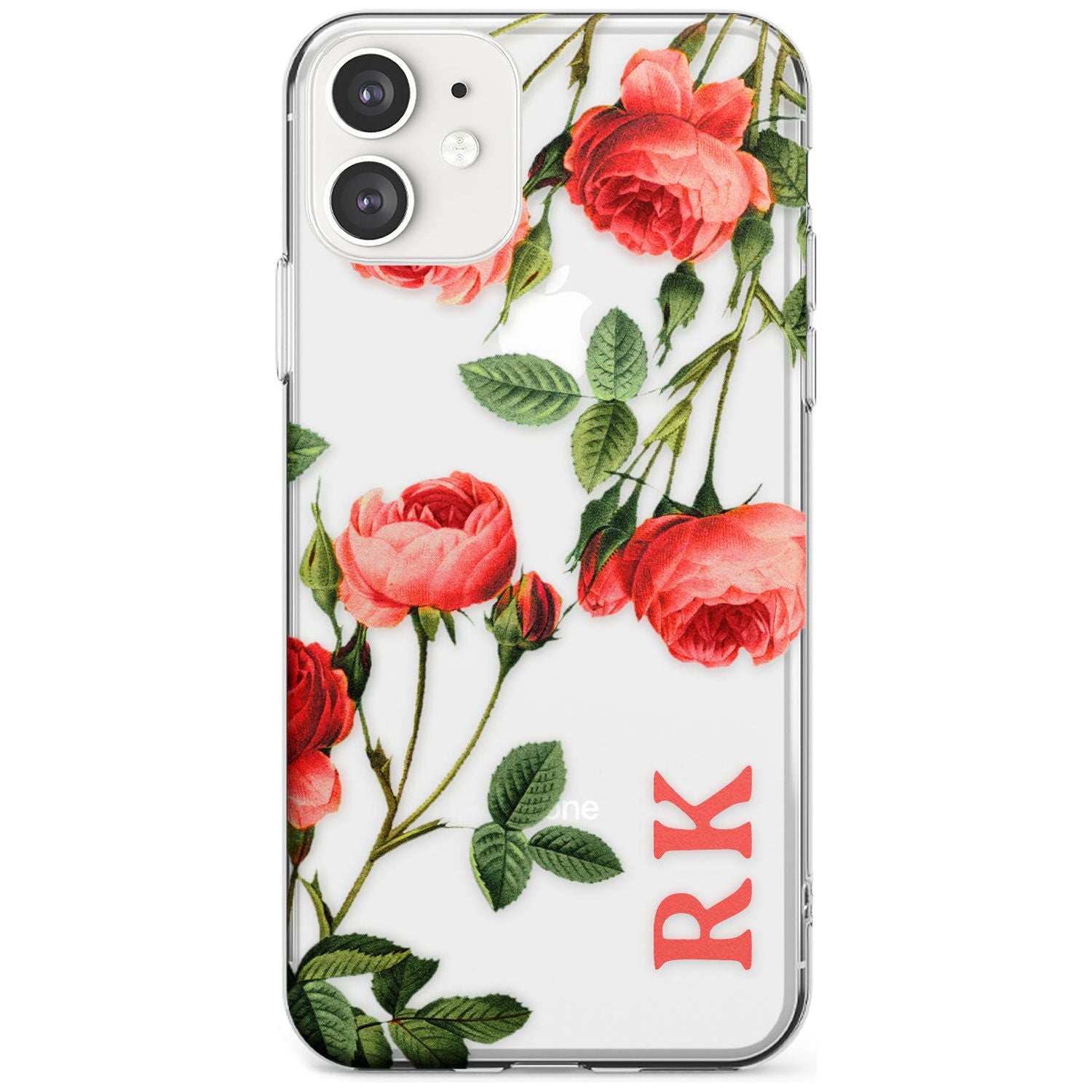 Custom Clear Vintage Floral Pink Roses Slim TPU Phone Case for iPhone 11