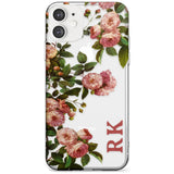 Custom Clear Vintage Floral Pink Garden Roses Slim TPU Phone Case for iPhone 11