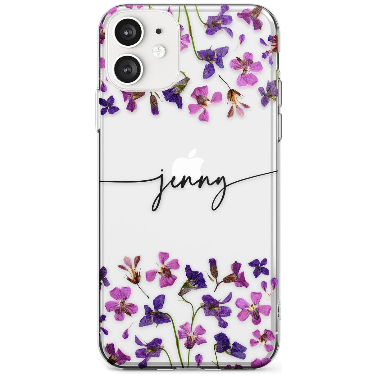 Custom Violet Flowers Black Impact Phone Case for iPhone 11