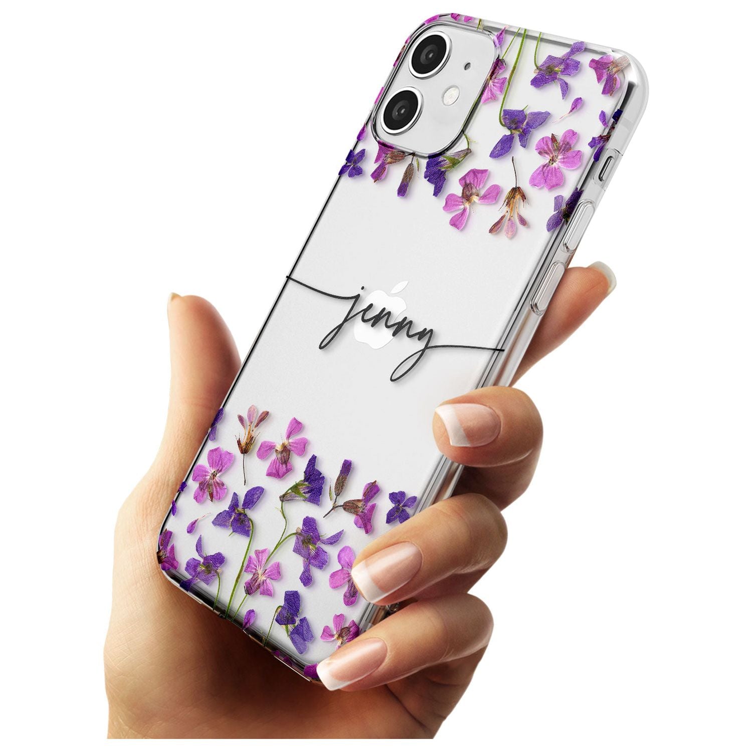 Custom Violet Flowers Black Impact Phone Case for iPhone 11