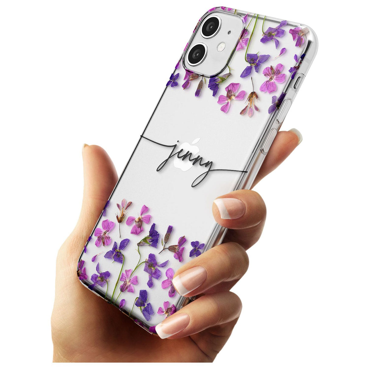 Custom Violet Flowers Black Impact Phone Case for iPhone 11