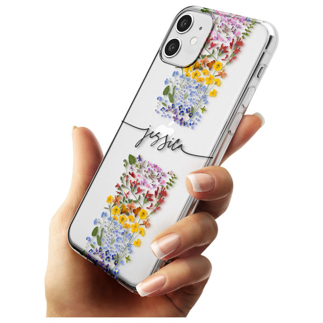 Custom Wildflower Stripe Black Impact Phone Case for iPhone 11