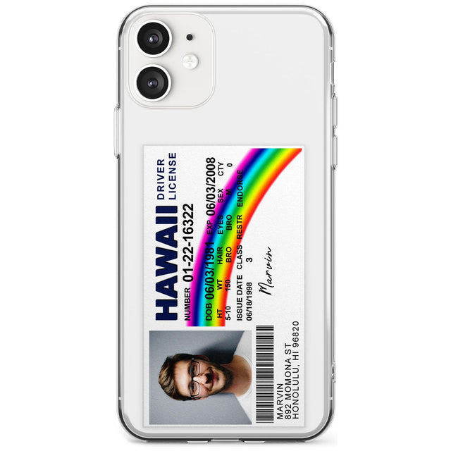 Personalised Hawaii Driving License Slim TPU Phone Case for iPhone 11
