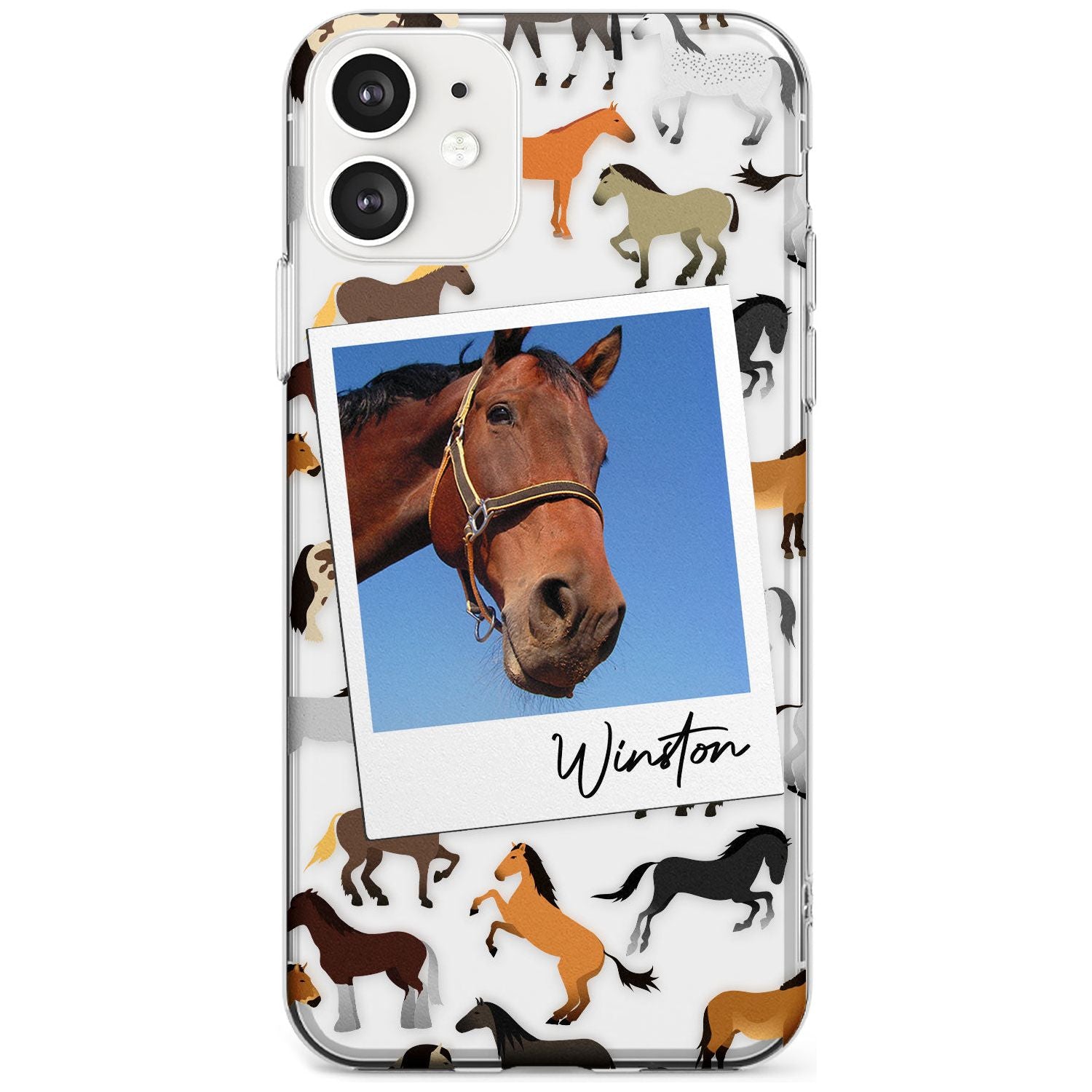 Personalised Horse Polaroid Slim TPU Phone Case for iPhone 11