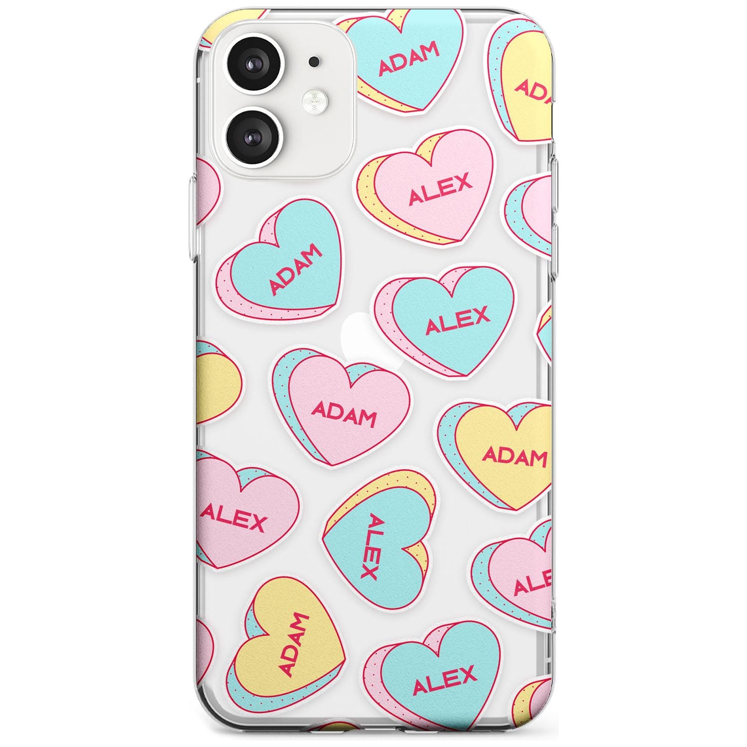 Custom Text Love Hearts Black Impact Phone Case for iPhone 11
