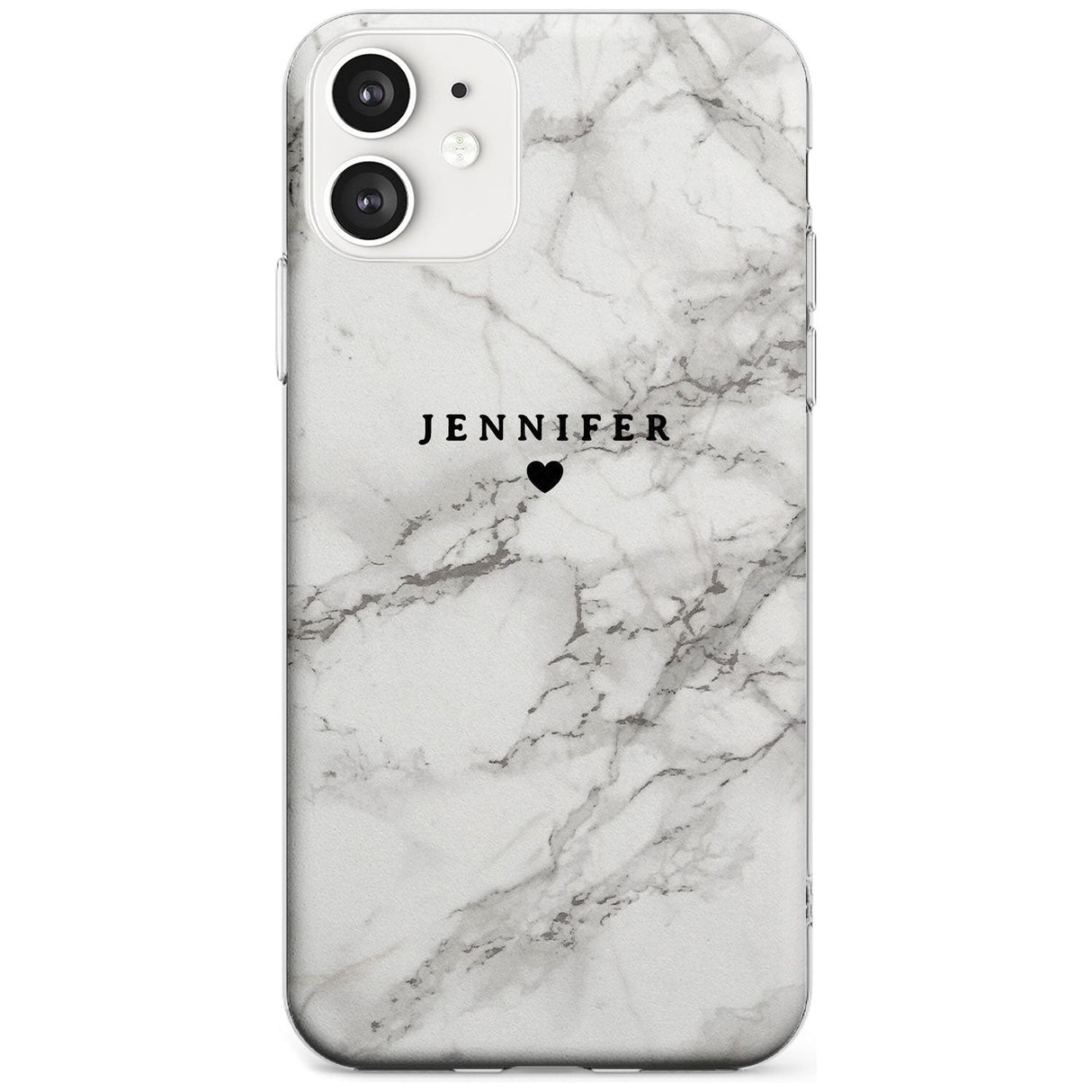 Personalised Light Grey Classic Marble Black Impact Phone Case for iPhone 11