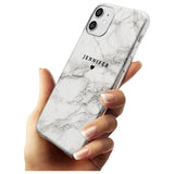 Personalised Light Grey Classic Marble Black Impact Phone Case for iPhone 11