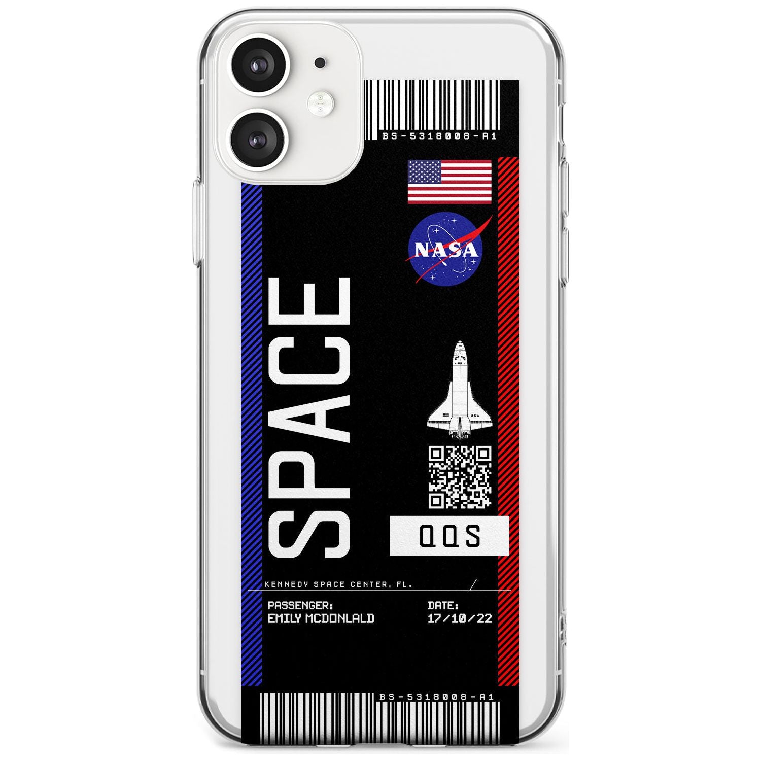 Personalised NASA Boarding Pass (Dark) Slim TPU Phone Case for iPhone 11