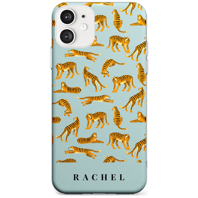 Personalised Tiger Pattern: Turquoise Black Impact Phone Case for iPhone 11