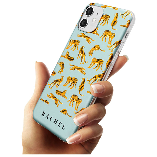 Personalised Tiger Pattern: Turquoise Black Impact Phone Case for iPhone 11