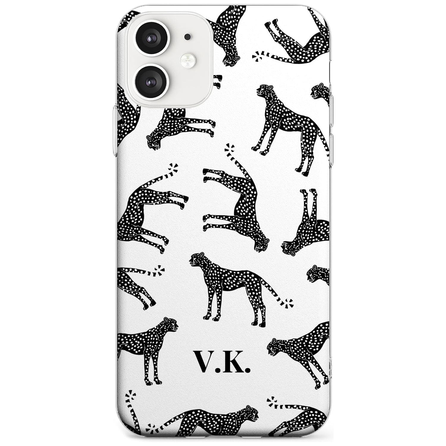Personalised Cheetah Pattern: Black & White Black Impact Phone Case for iPhone 11