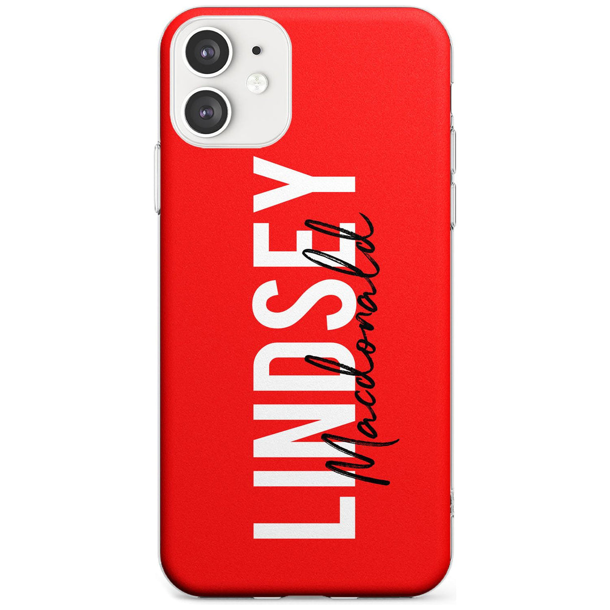 Bold Custom Name: Red Slim TPU Phone Case for iPhone 11