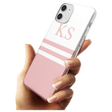 Minimal Pink Stripes & Initials iPhone Case   Custom Phone Case - Case Warehouse