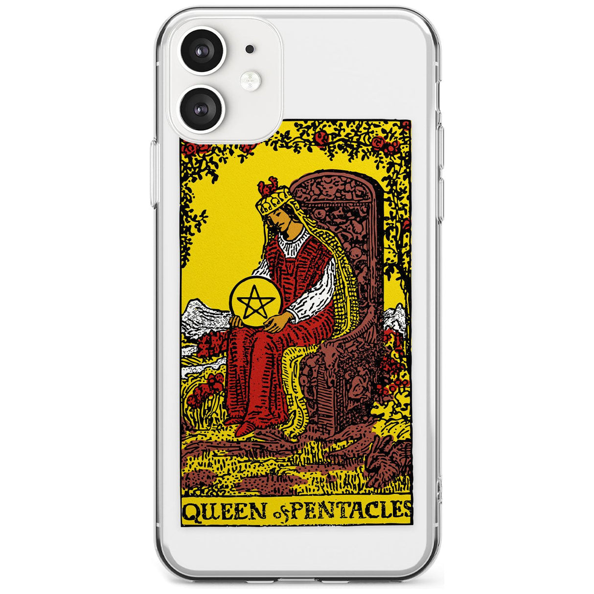 Queen of Pentacles Tarot Card - Colour Black Impact Phone Case for iPhone 11