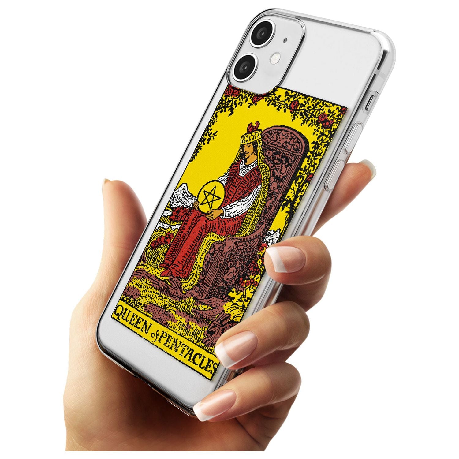Queen of Pentacles Tarot Card - Colour Black Impact Phone Case for iPhone 11