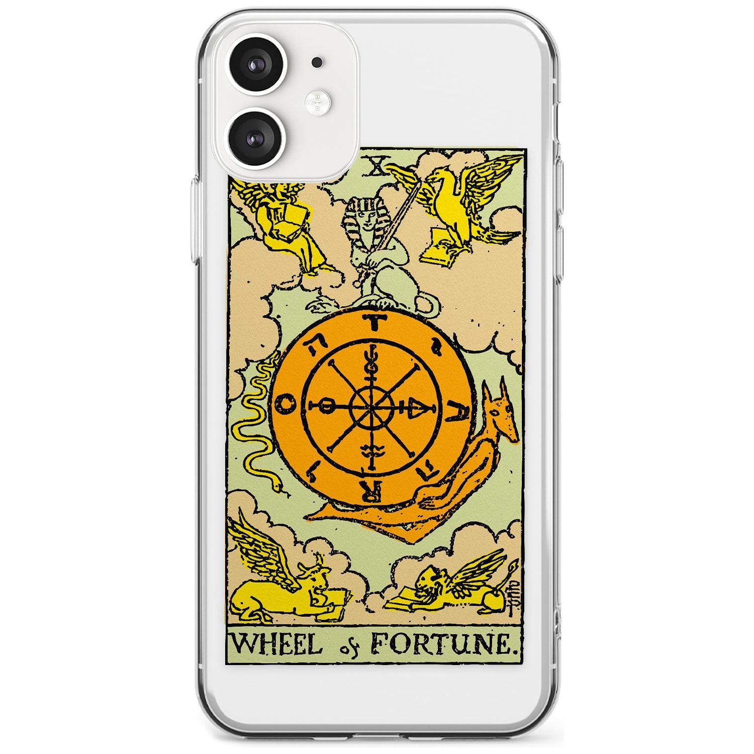 Wheel of Fortune Tarot Card - Colour Black Impact Phone Case for iPhone 11