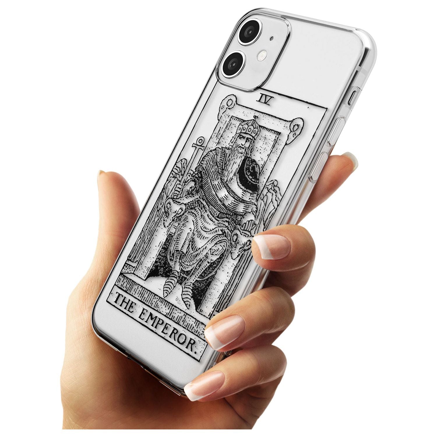 The Emperor Tarot Card - Transparent Black Impact Phone Case for iPhone 11