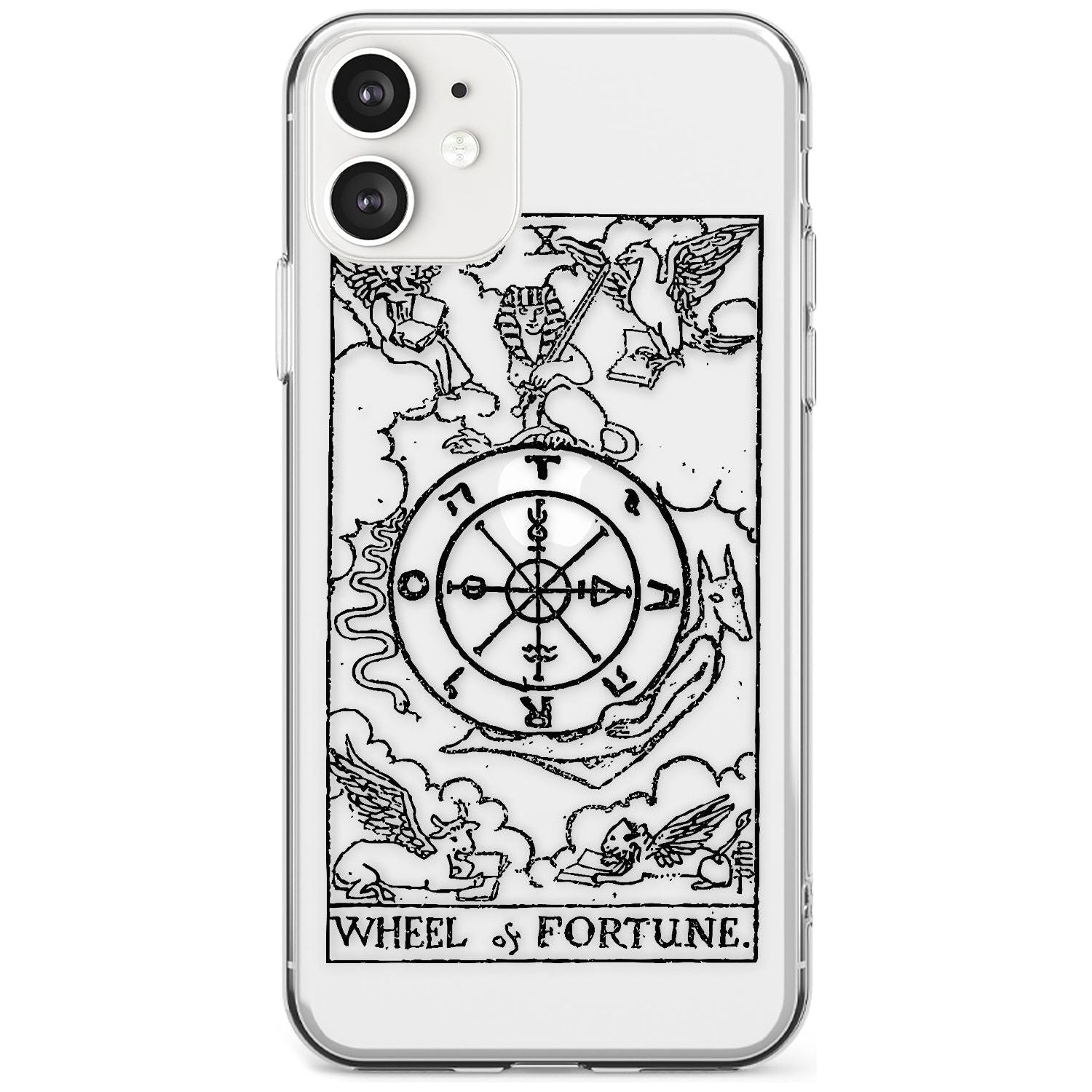 Wheel of Fortune Tarot Card - Transparent Black Impact Phone Case for iPhone 11