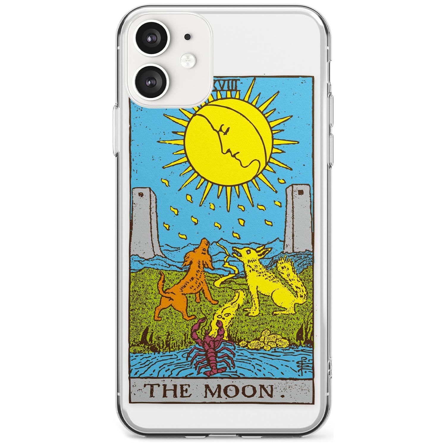 The Moon Tarot Card - Colour Black Impact Phone Case for iPhone 11