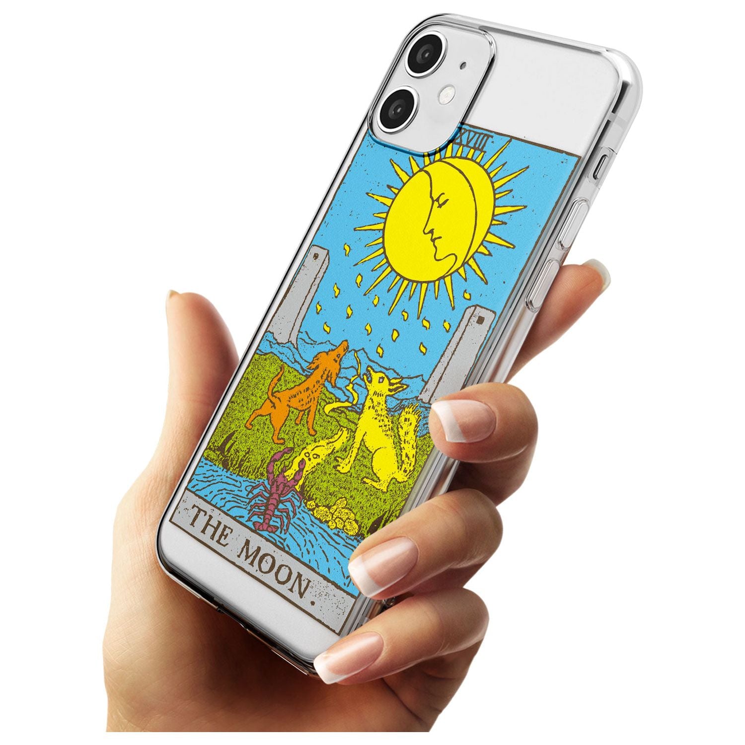 The Moon Tarot Card - Colour Black Impact Phone Case for iPhone 11