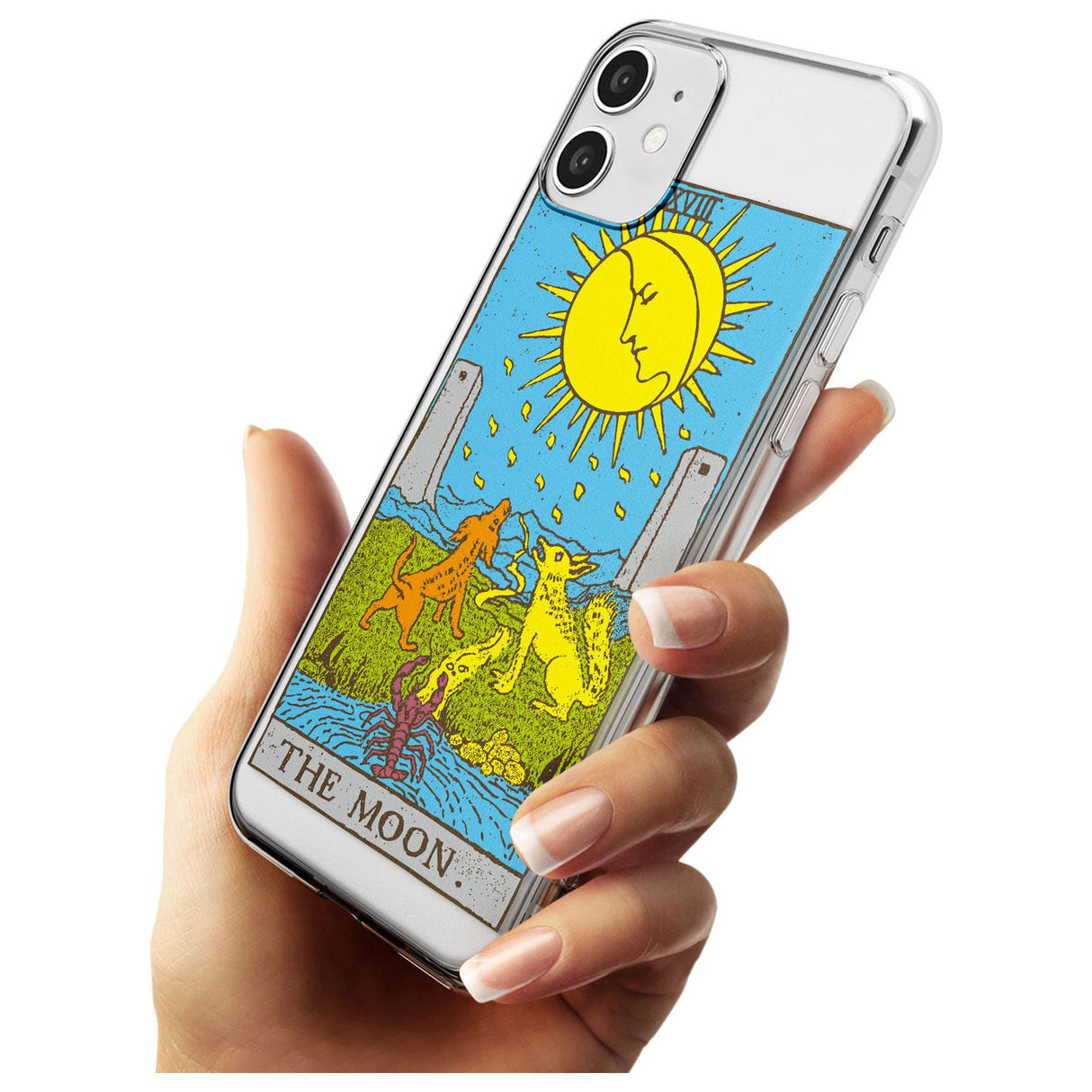 The Moon Tarot Card - Colour Black Impact Phone Case for iPhone 11