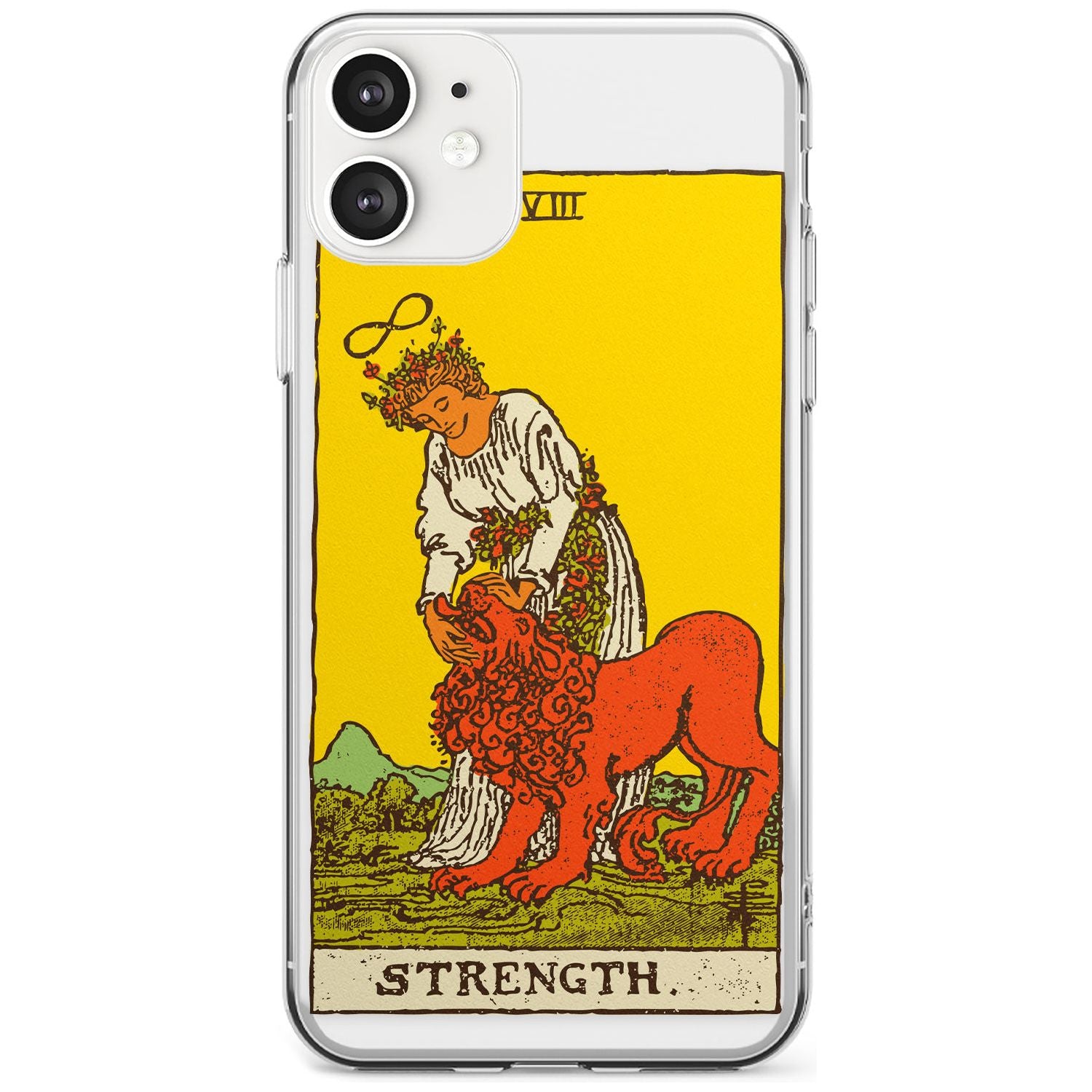 Strength Tarot Card - Colour Black Impact Phone Case for iPhone 11