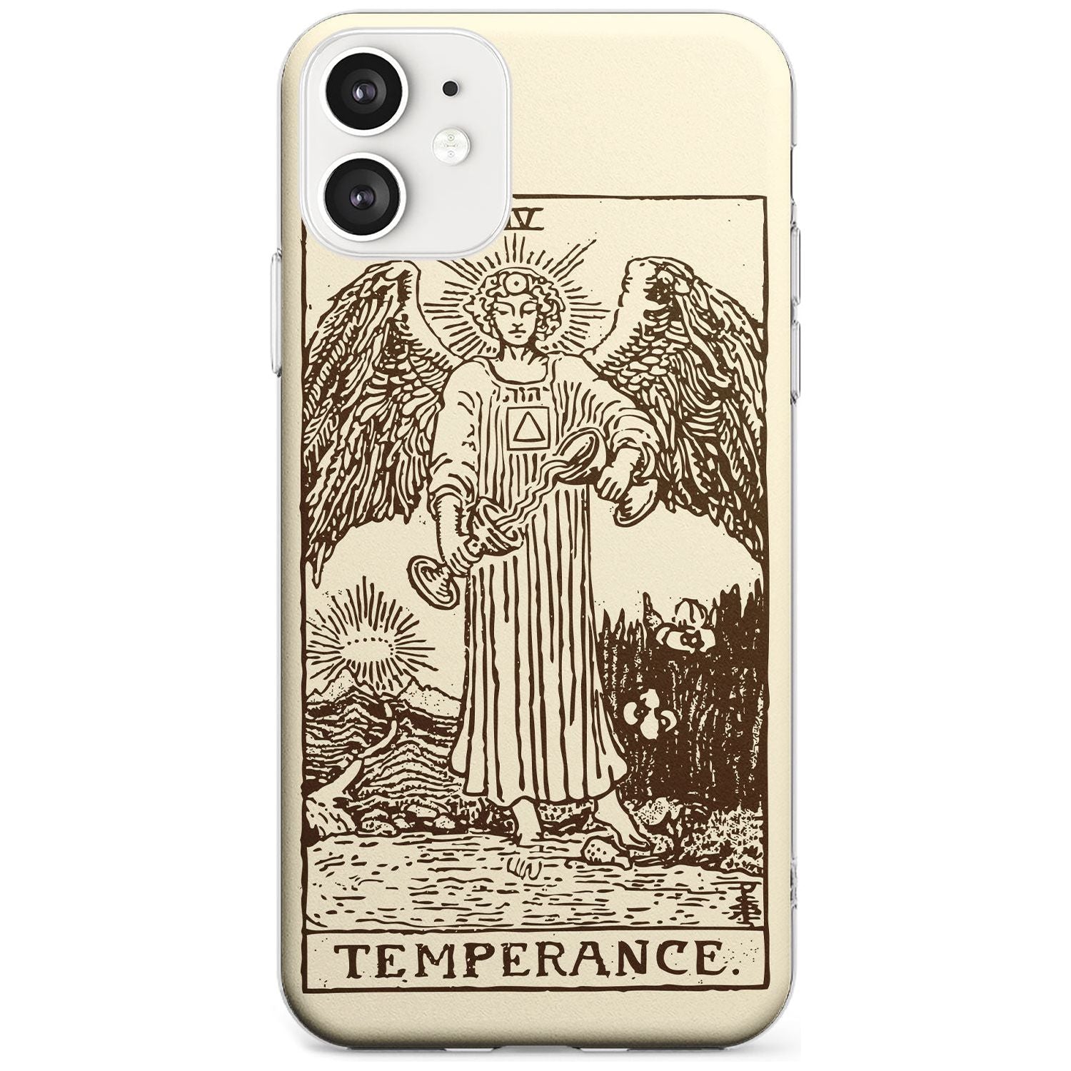 Temperance Tarot Card - Solid Cream Black Impact Phone Case for iPhone 11