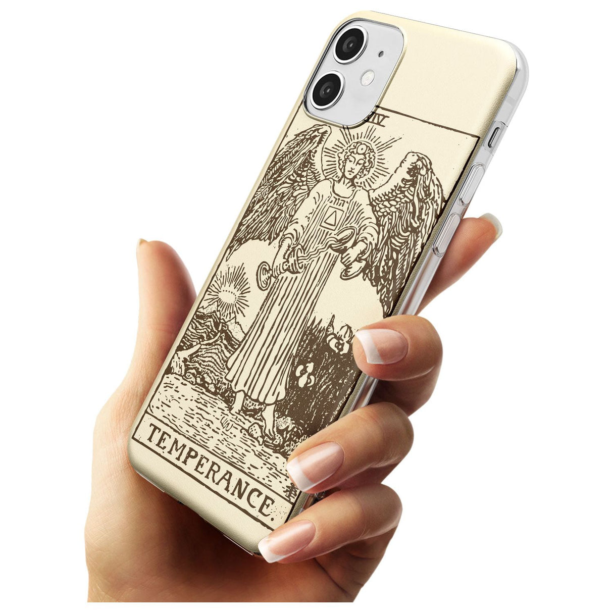 Temperance Tarot Card - Solid Cream Black Impact Phone Case for iPhone 11