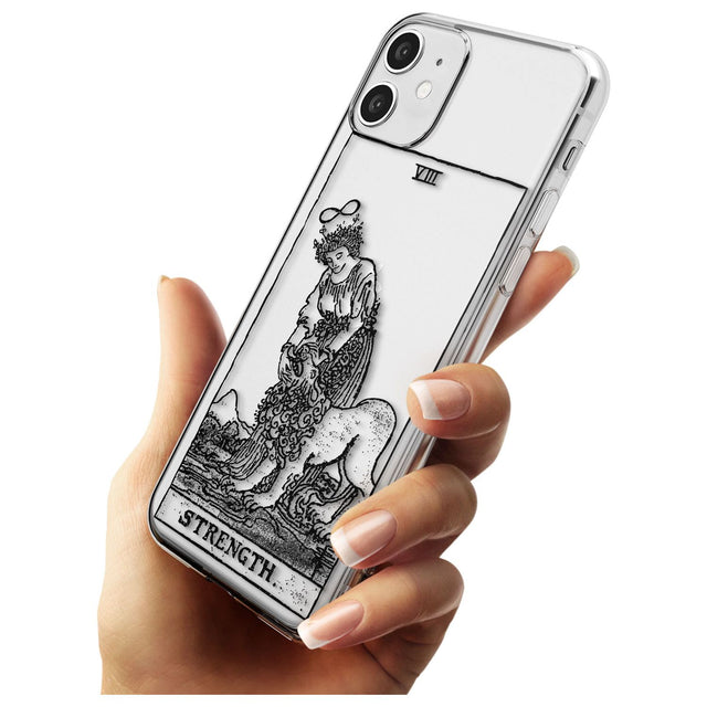 Strength Tarot Card - Transparent Black Impact Phone Case for iPhone 11