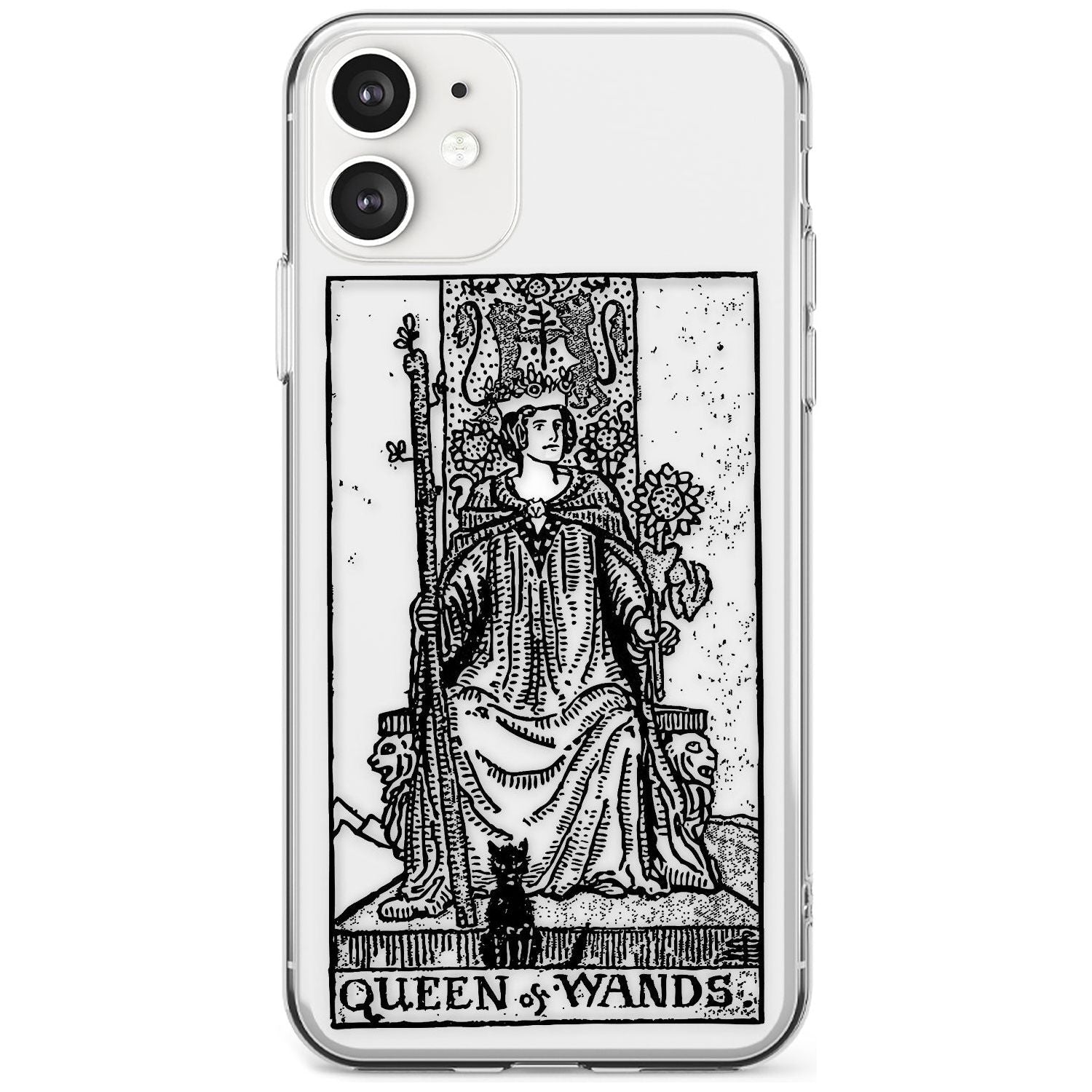 Queen of Wands Tarot Card - Transparent Black Impact Phone Case for iPhone 11