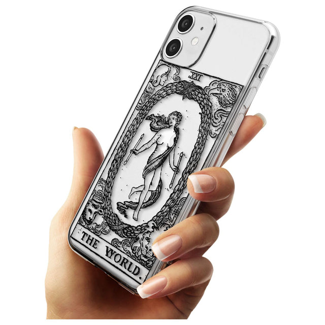 The World Tarot Card - Transparent Black Impact Phone Case for iPhone 11