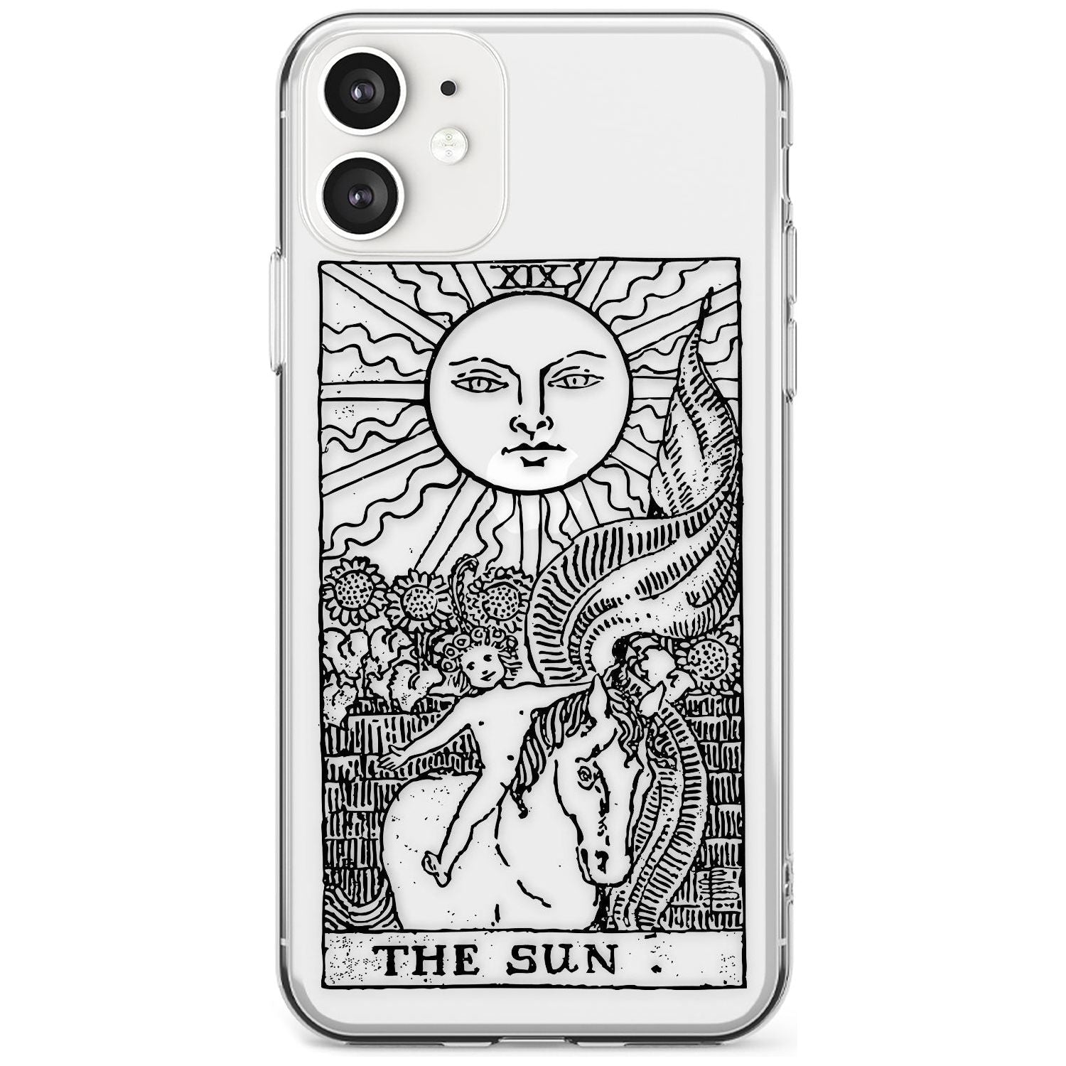 The Sun Tarot Card - Transparent Black Impact Phone Case for iPhone 11