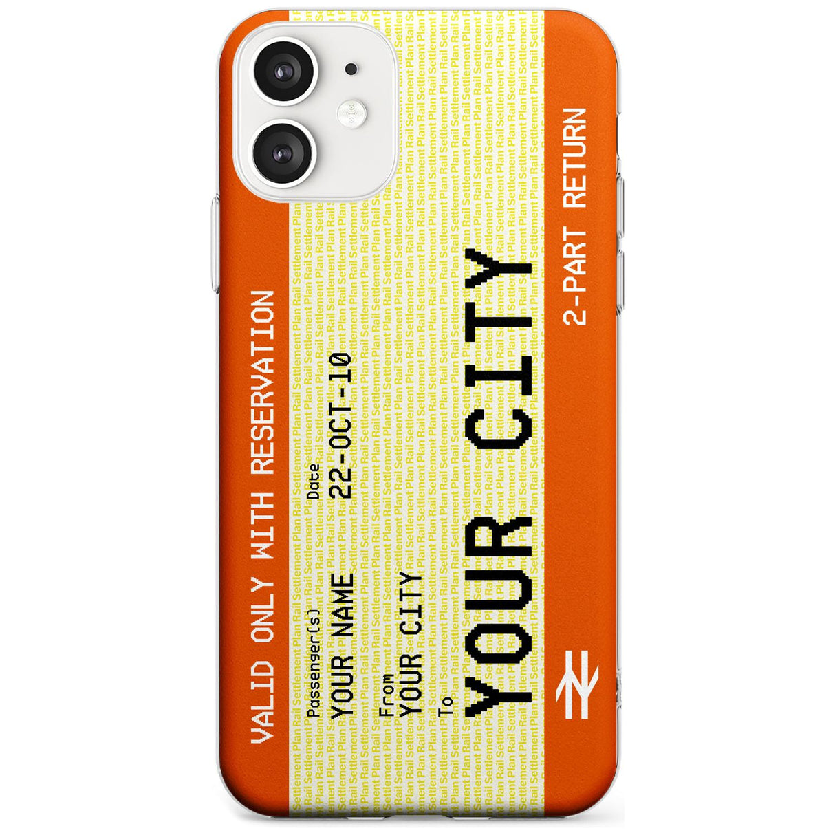 Personalised Create Your Own Train Ticket Slim TPU Phone Case for iPhone 11