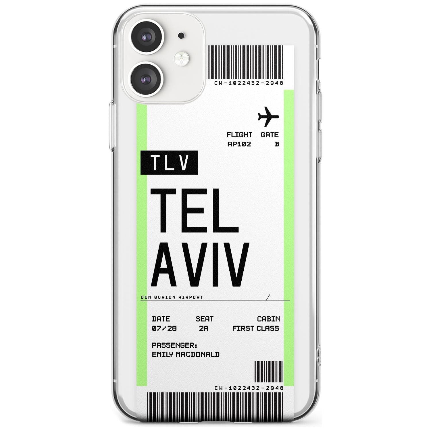 Tel Aviv Boarding Pass iPhone Case  Slim Case Custom Phone Case - Case Warehouse