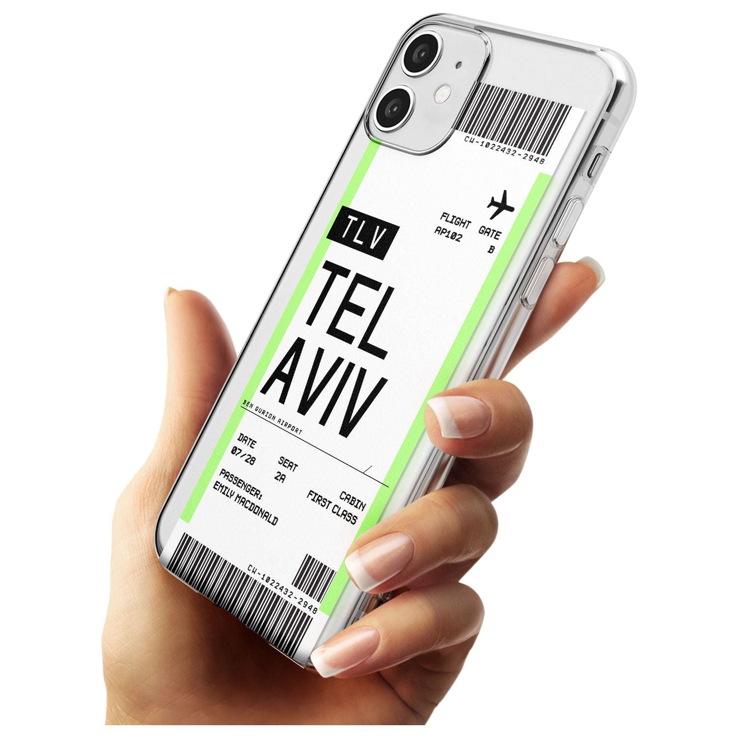 Tel Aviv Boarding Pass iPhone Case   Custom Phone Case - Case Warehouse